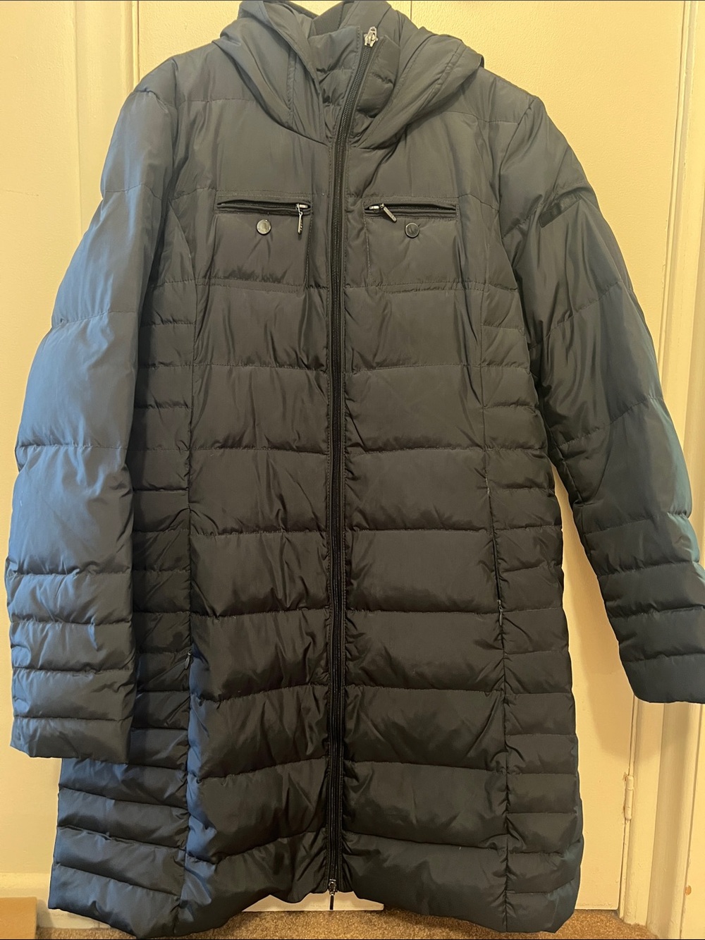 Geox Navy Blue Quilted Puffer Coat with Hood